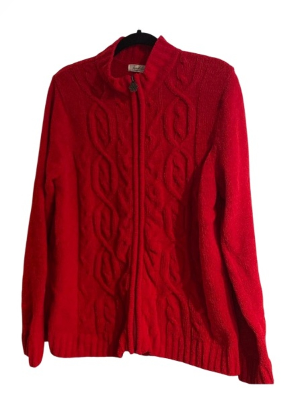 Red Knitted Zip Up Cozy Sweater!!!